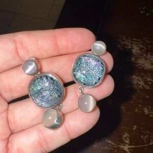 Elegant Silver and Iridescent Earrings